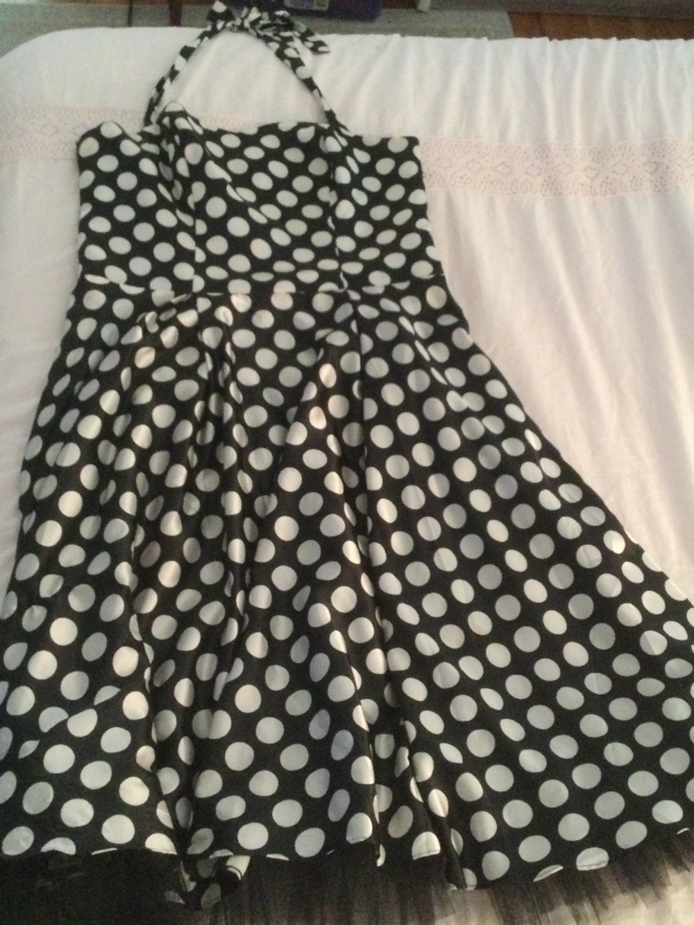 Black and White Polk a Dot halter swing dress uk 18, us 14